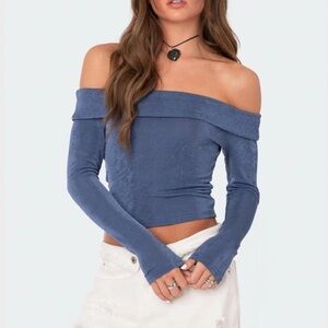Edikted Blue Off Shoulder Top